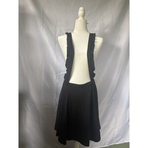 SHEIN Curve 3XL Black Pinafore Overall Dress Ruffle Straps Skater Mini Plus Size